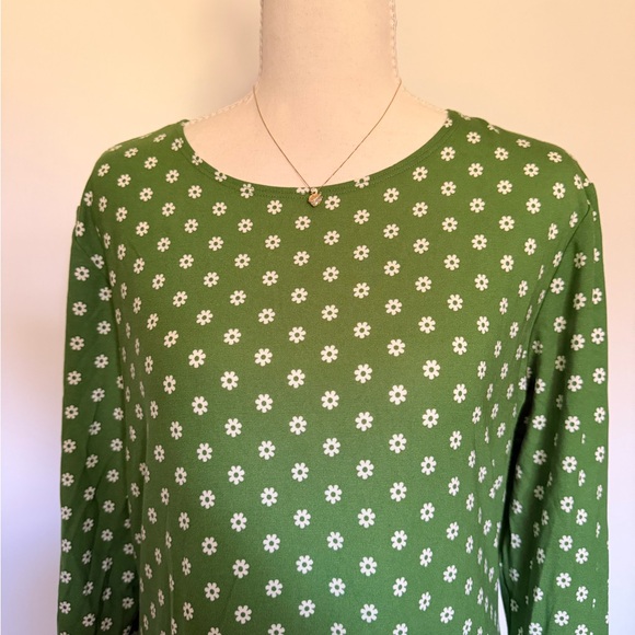 Reformation Green Polka Dot Long Sleeve Dress - Picture 8 of 9